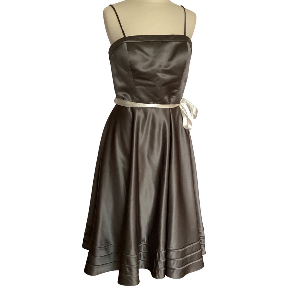 Bill Levkoff Gray Satin Formal Dress Prom Bridesmaid Size 14